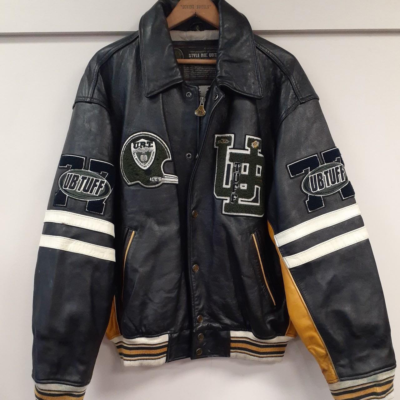 Vintage U B Tuff Championship Varsity Leather Bomber... - Depop