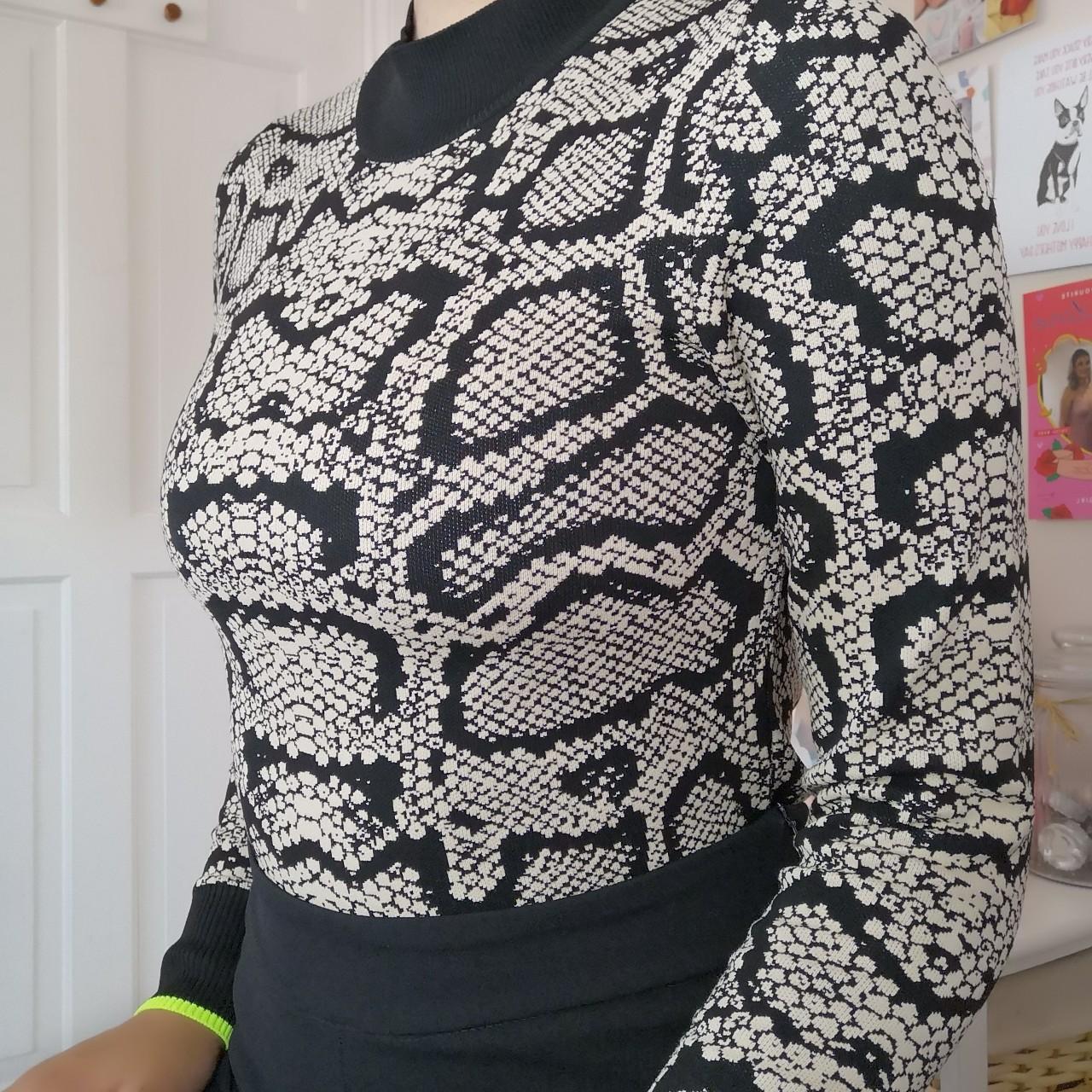 River Island Snake skin jumper with neon Green cuffs