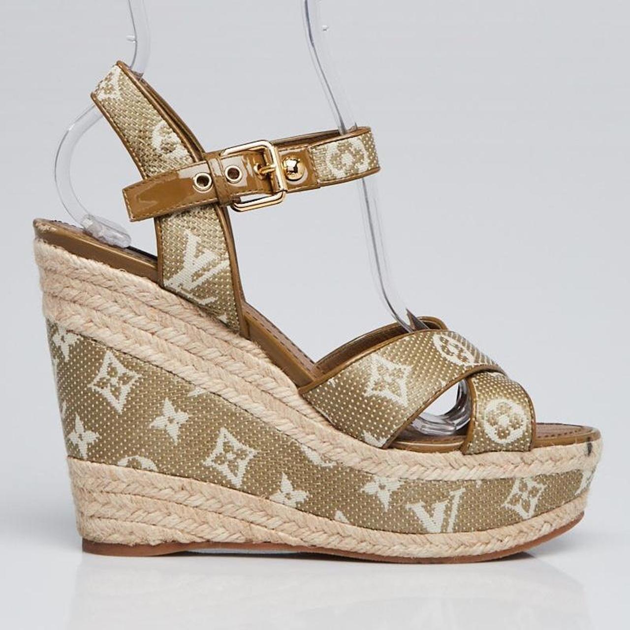 Louis Vuitton Beige Canvas Monogram Formentera Espadrilles Wedge