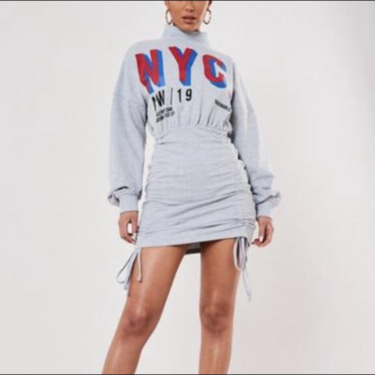 Selling this grey nyc slogan high neck ruched. Depop