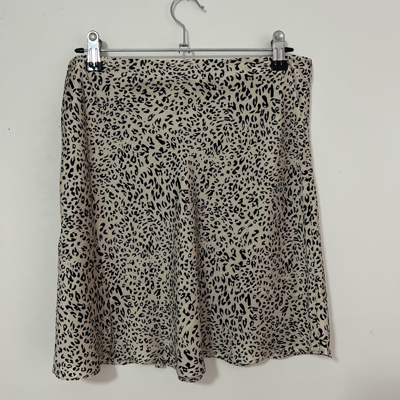 cheetah print mini skirt size 12 worn twice super... - Depop