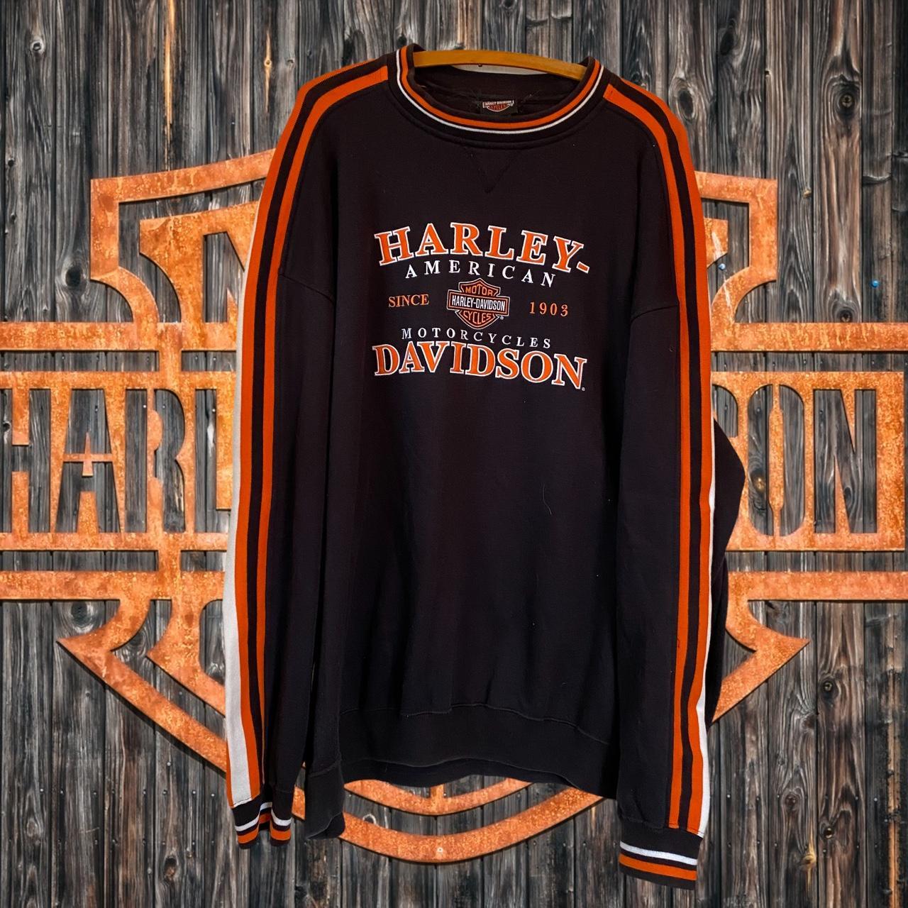 Harley Davidson Men's Black and Orange Jumper
