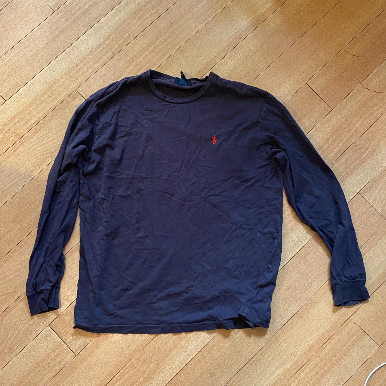 Polo Ralph Lauren Navy Long Sleeve T-Shirt With red... - Depop