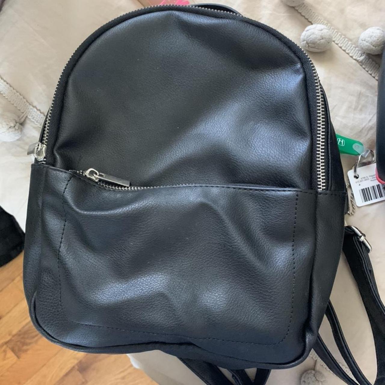 black leather mini backpack from wild fable/target.... - Depop