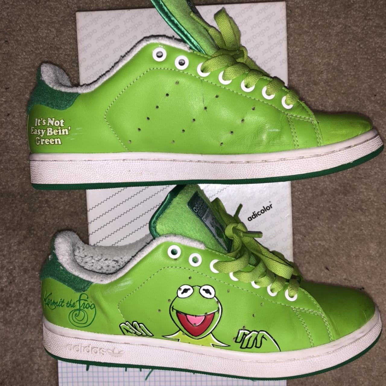 Kermit the frog adidas Stan smiths. Size 9 check... - Depop