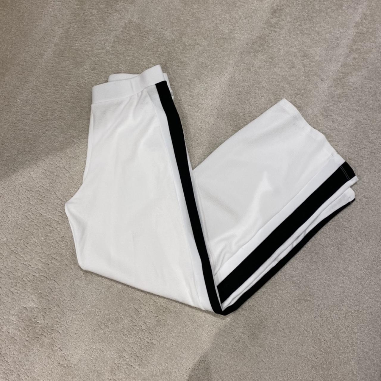 Zara  Pants  Jumpsuits  Zara Double Striped White Trousers With Black  Stripes Wide Straight Leg  Poshmark