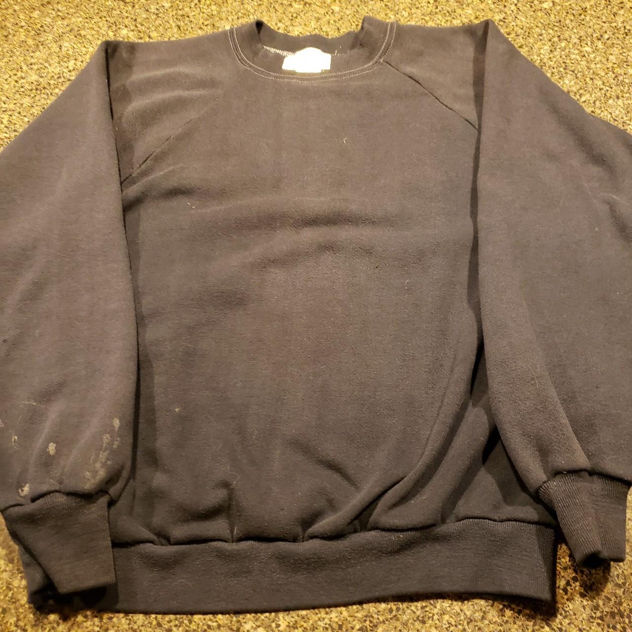 Thrashed out navy blue 70s sweatshirt. Sears brand... - Depop