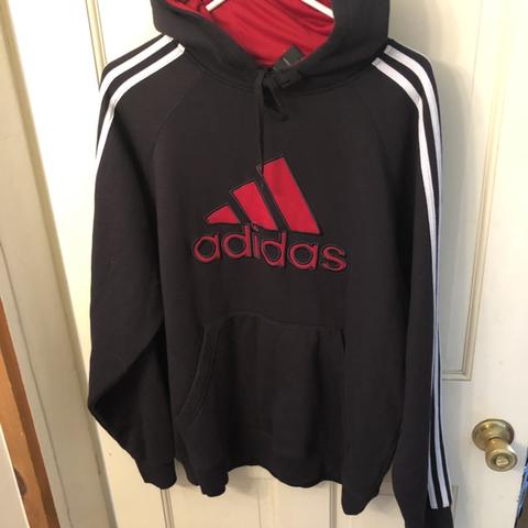 adidas hoodie black red stripes