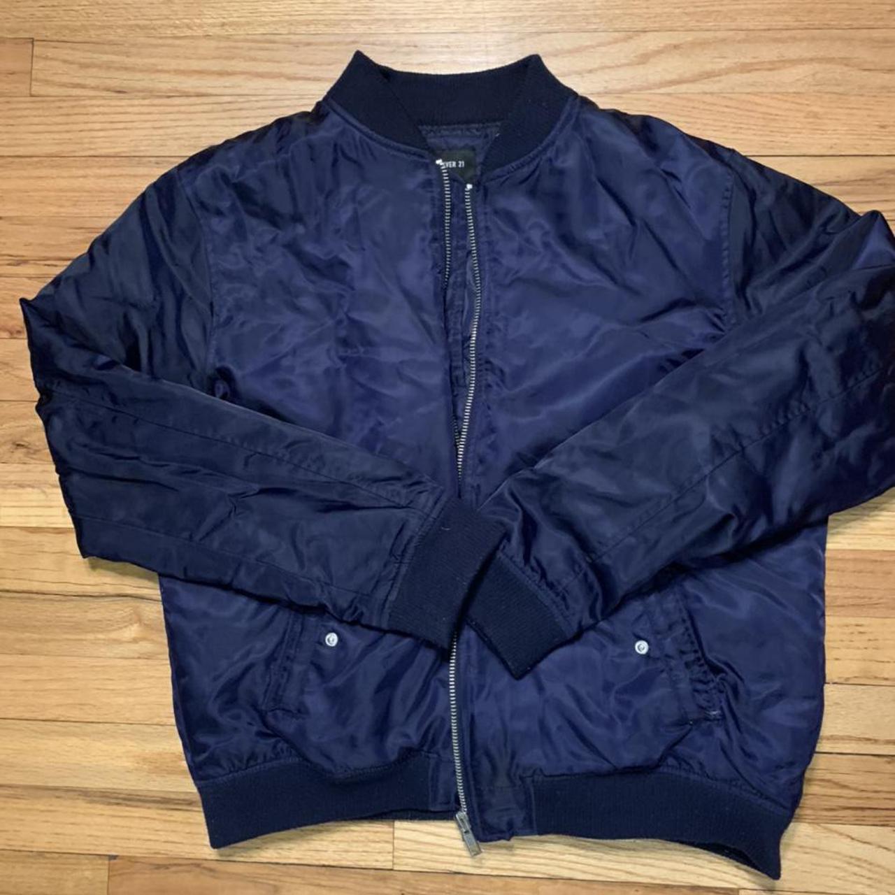 Forever 21 bomber jacket navy blue #bomber... - Depop