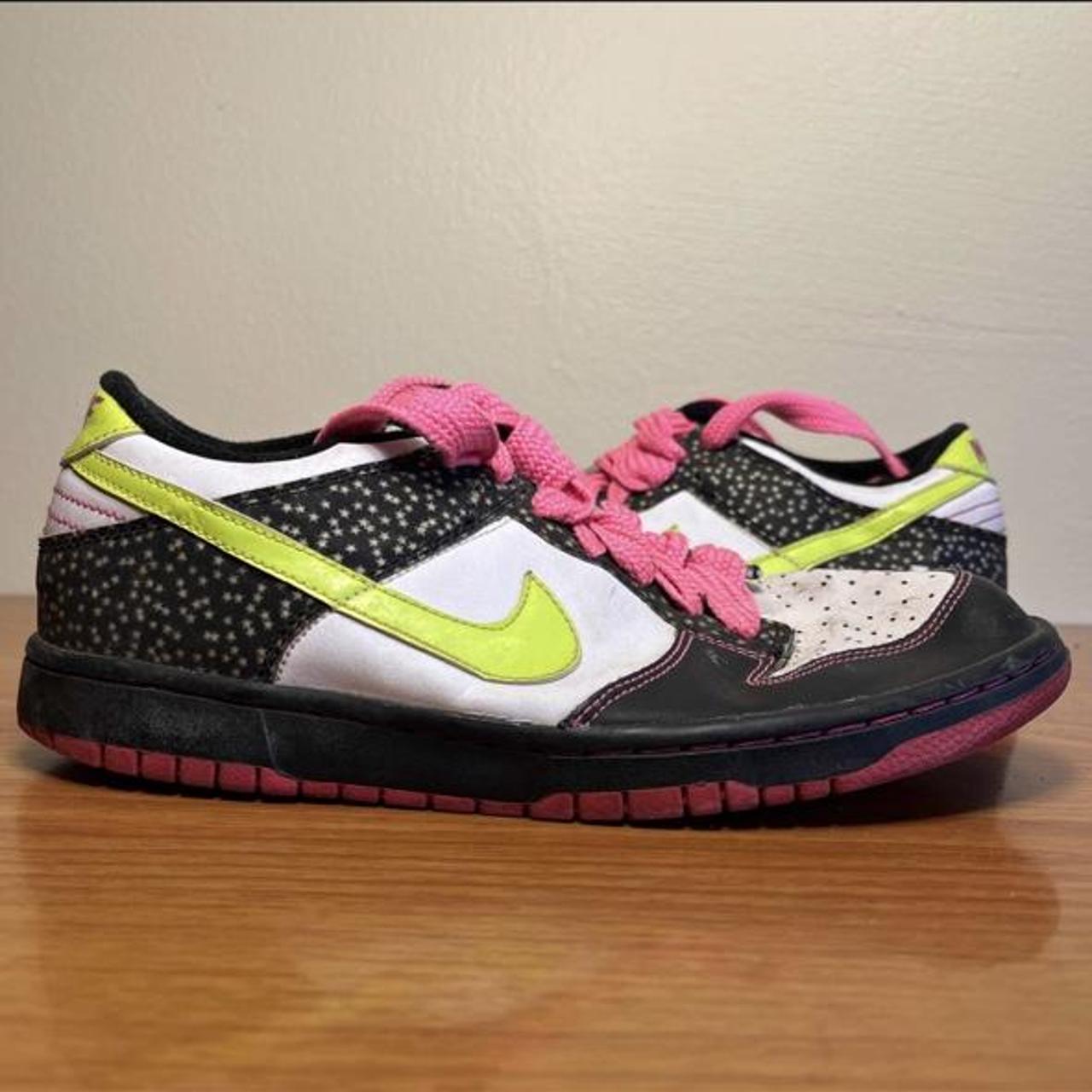 Nike Dunk Low Volt Vivid Pink White GS Size 6.5y 6.5... - Depop
