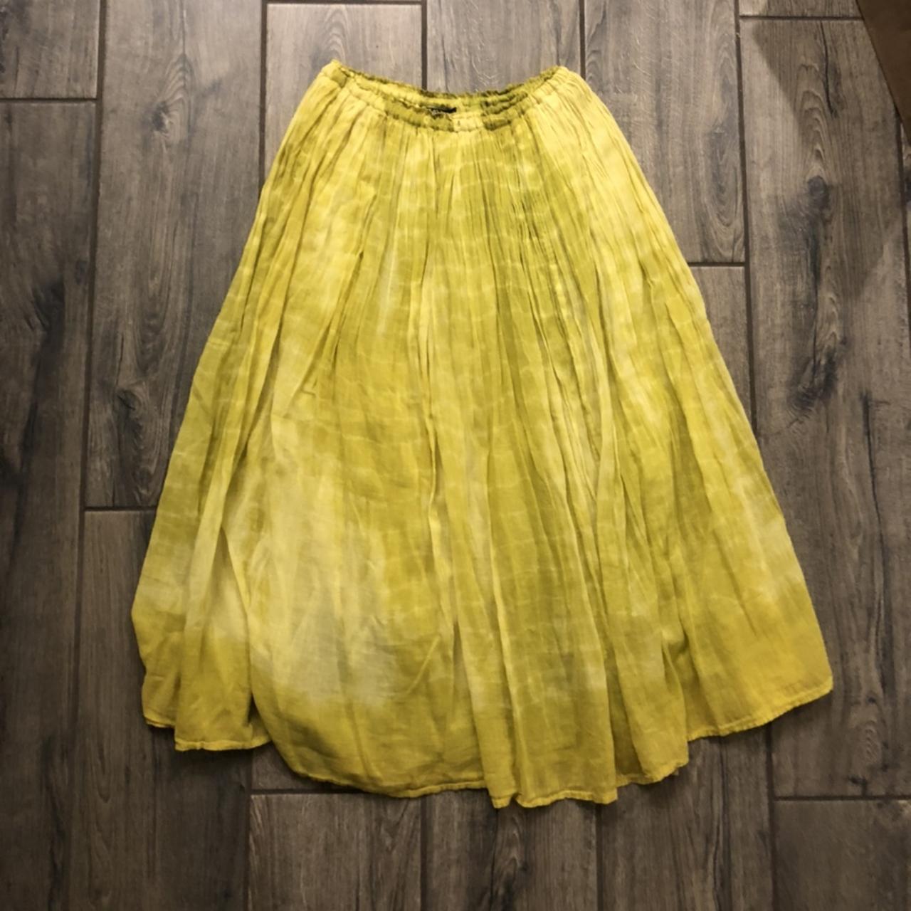 Bright maxi skirt! Yellow tie dye colored Size... - Depop