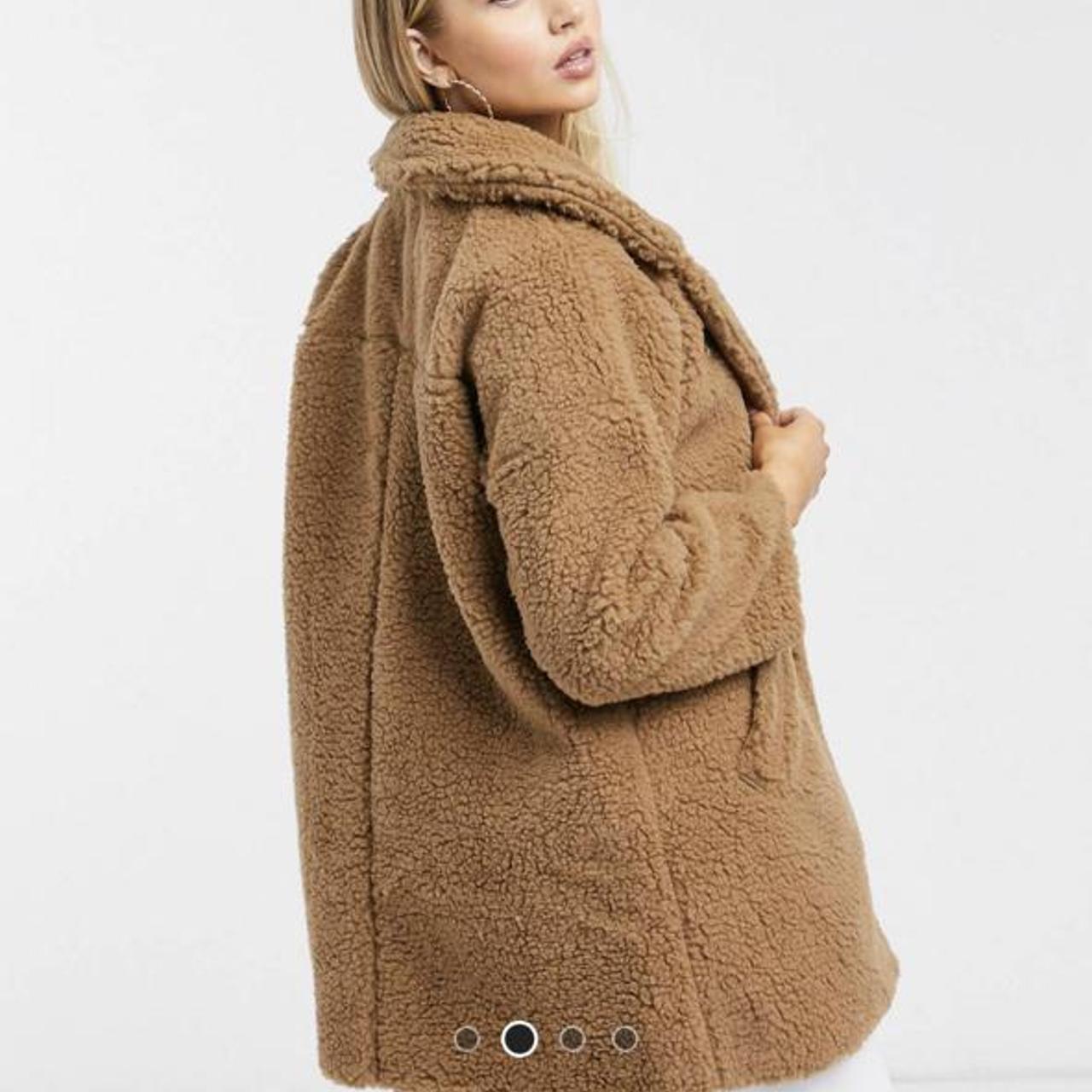 I Saw It First borg teddy jacket in beige Depop