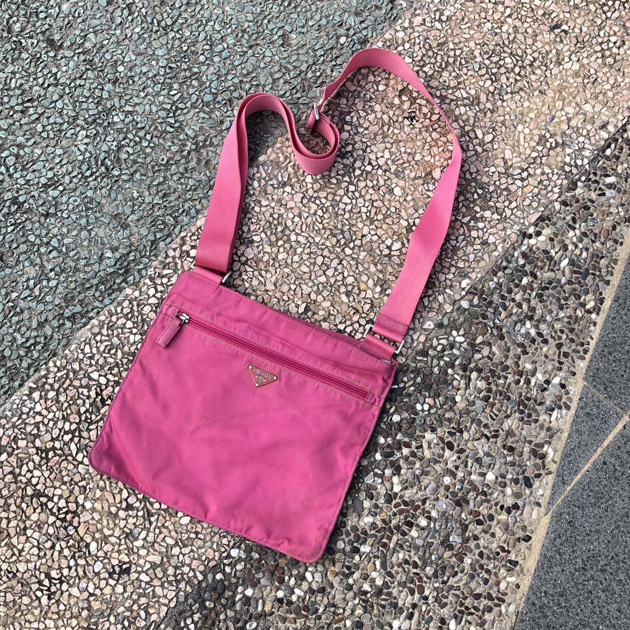 Prada vela nylon crossbody bag in pink 8 x 6' - Depop