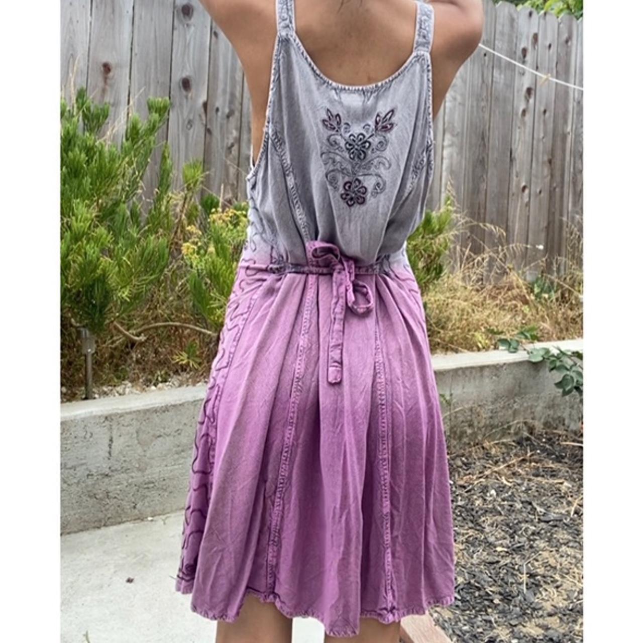 Grey/purple hippie dress with beautiful sewn in... Depop