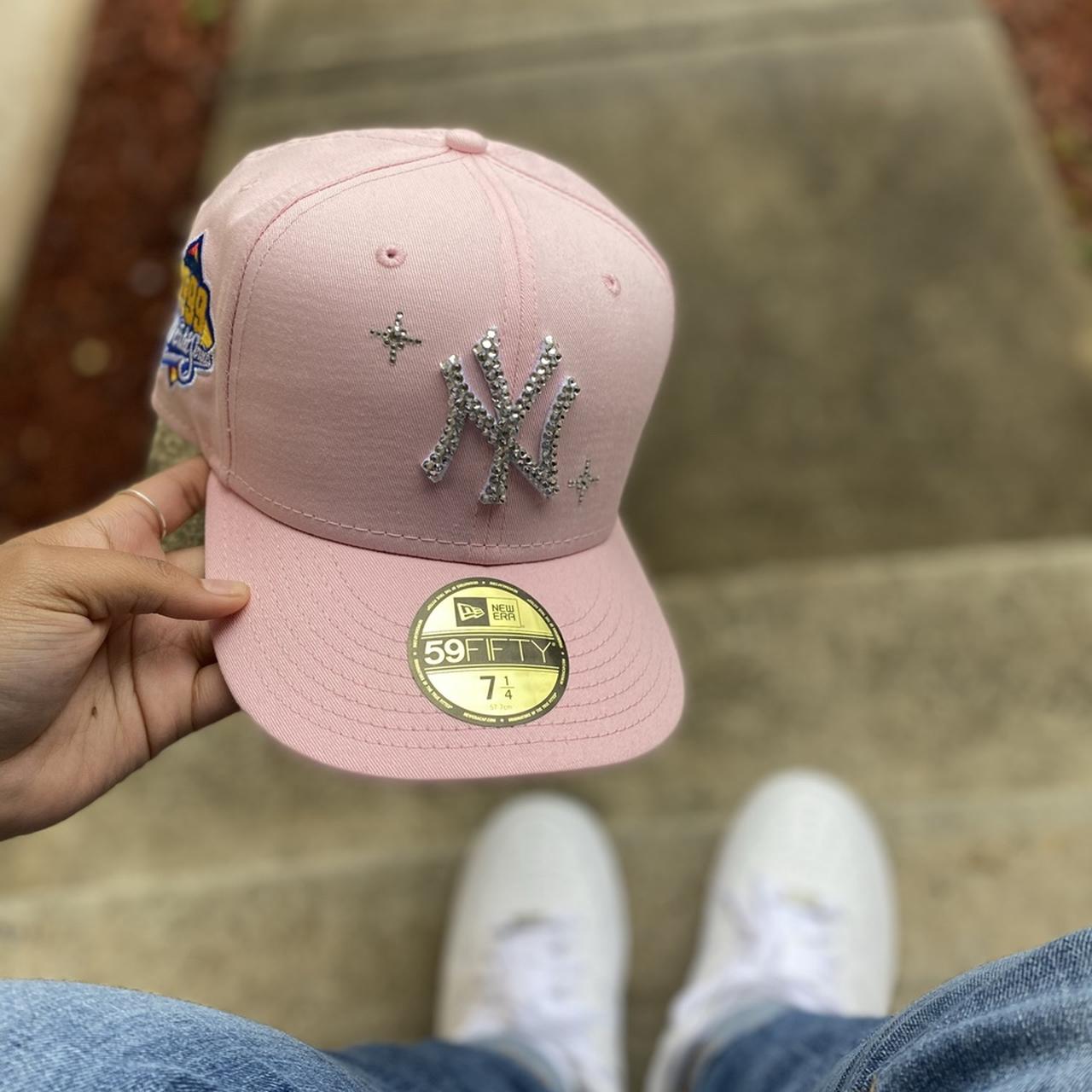 pink fitted hat 