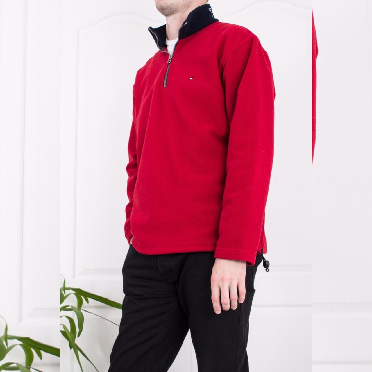 90's TOMMY HILFIGER VINTAGE RED FLEECE 1/4