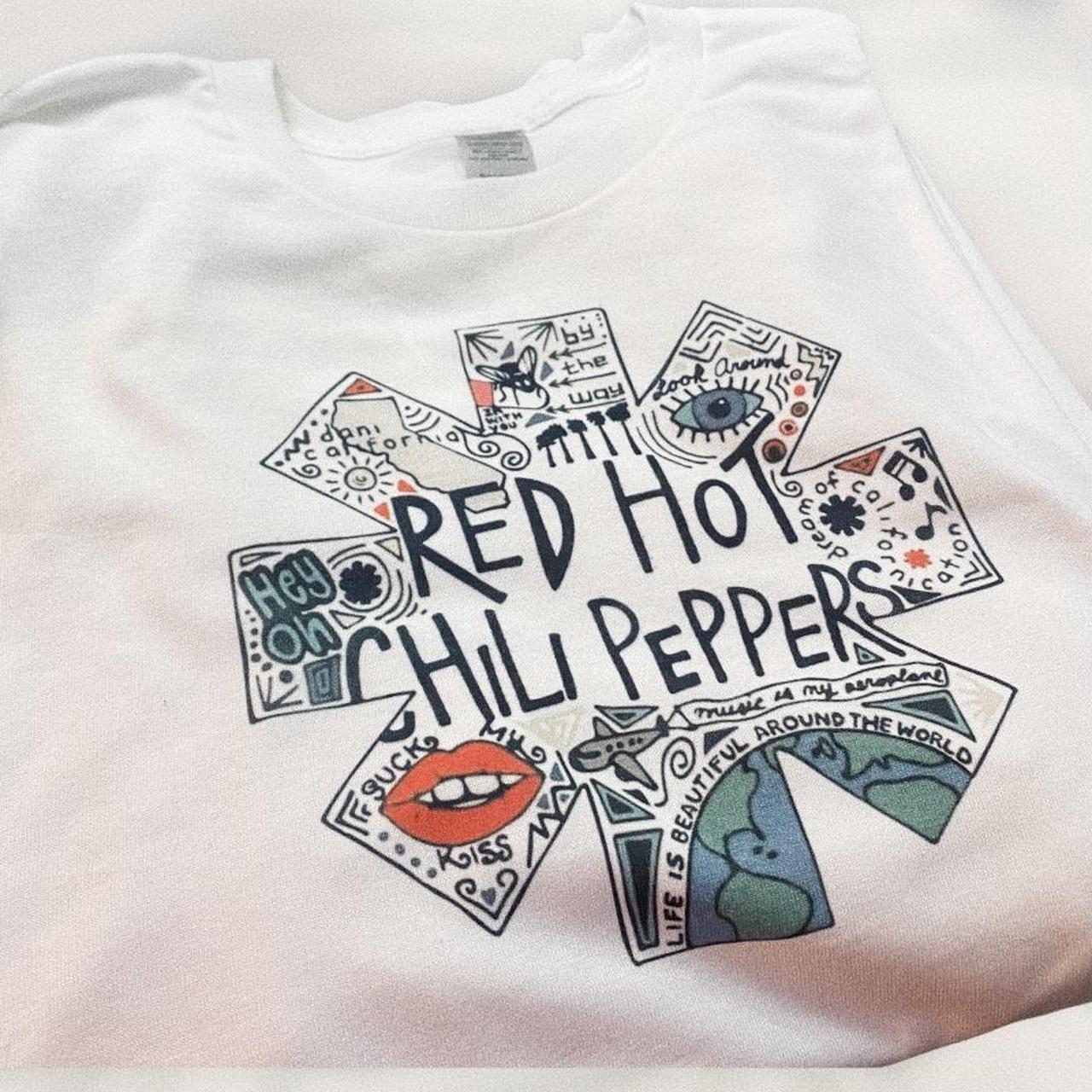 Red Hot Chili Peppers Band Tshirt with Signature... Depop