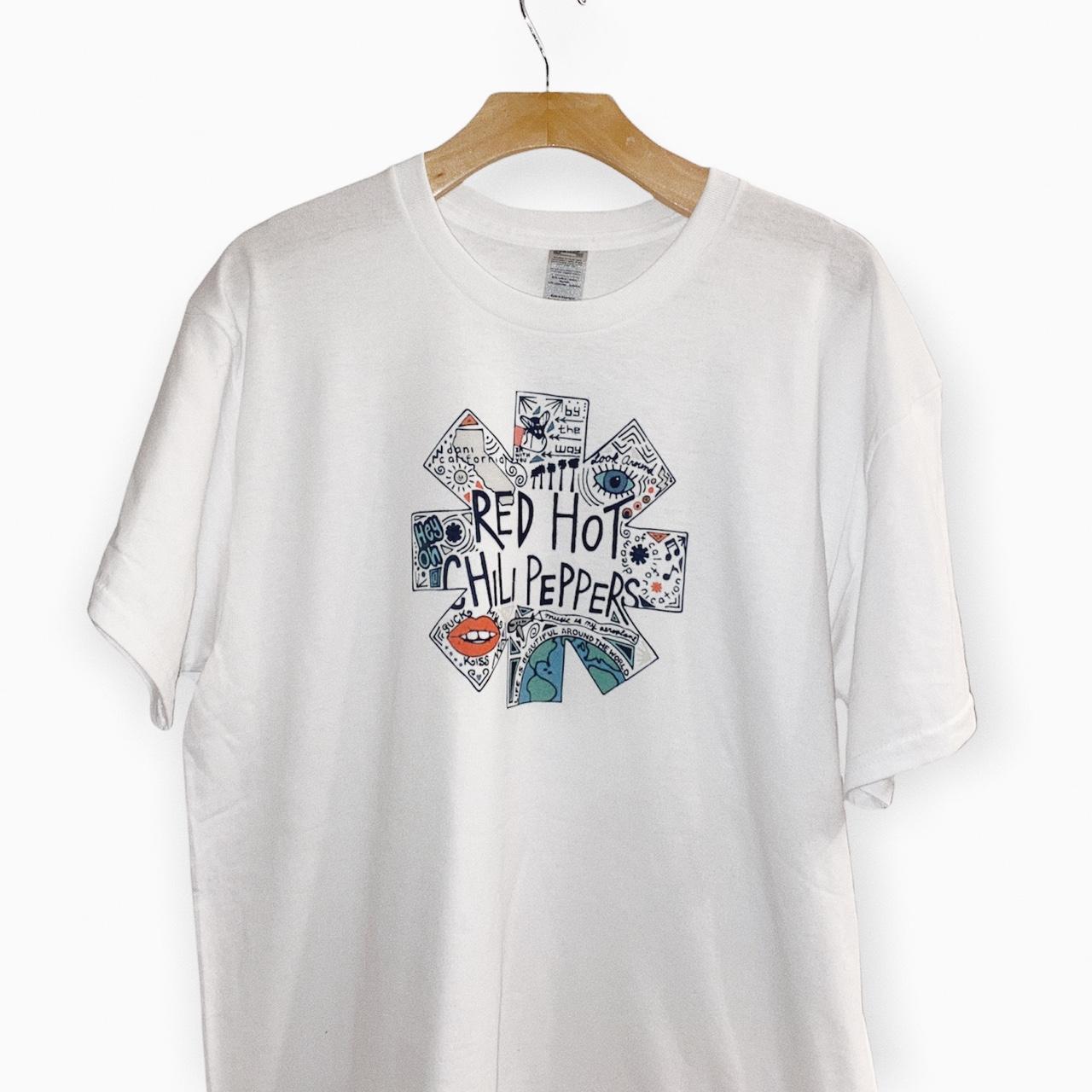 Red Hot Chili Peppers Band Tshirt with Signature... Depop