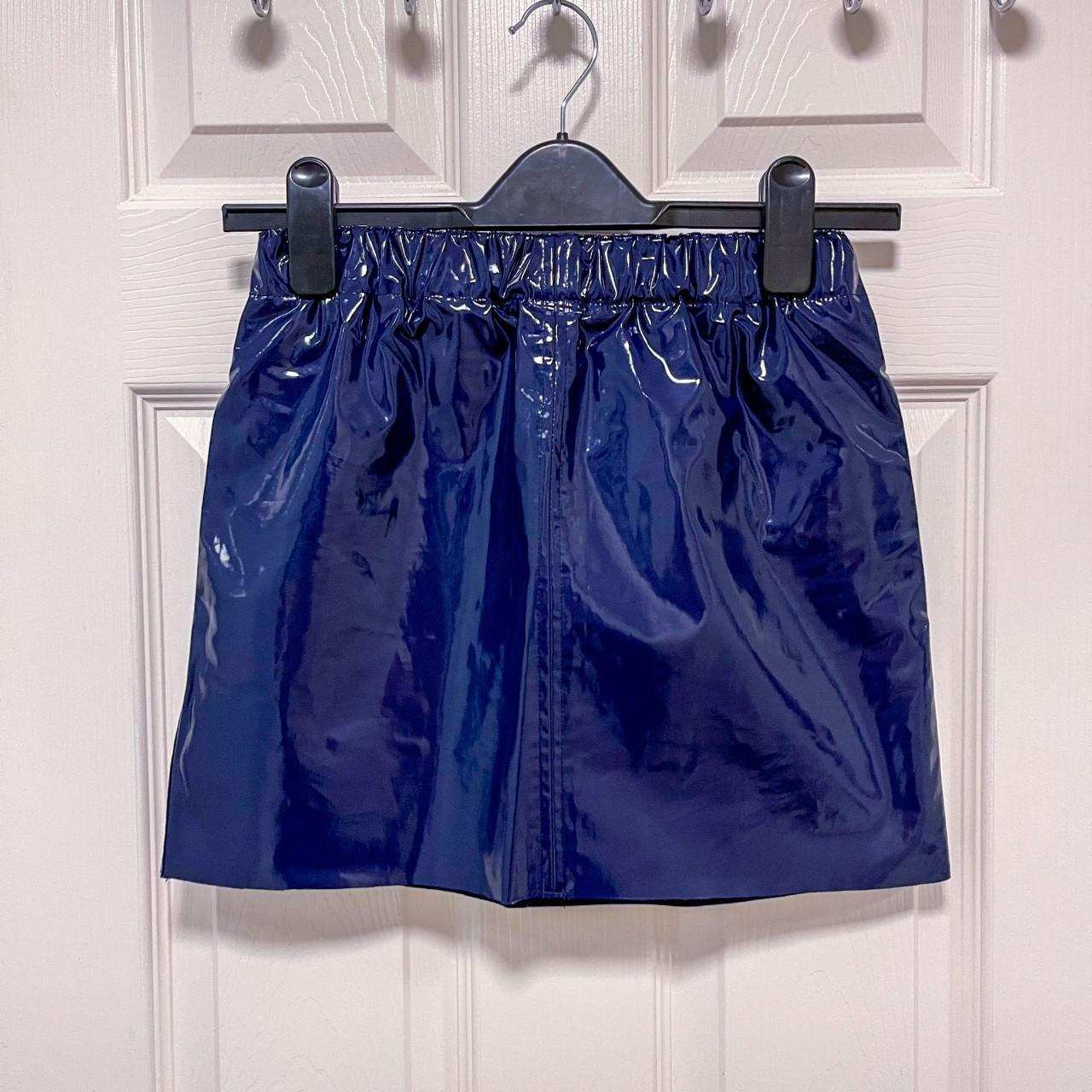 Dark Blue Vinyl Mini Skirt Was Originally A Midi Depop 6247