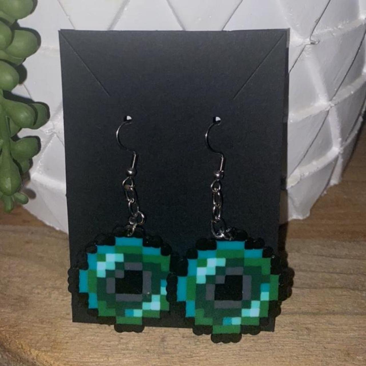 Minecraft Ender Pearl Perler Bead Earrings!... Depop