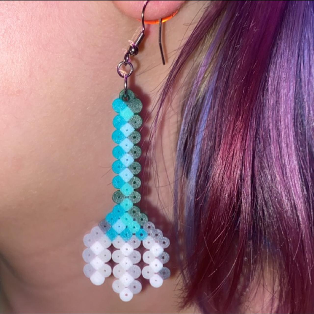 Minecraft Trident Perler Bead Earrings! minecraft... Depop