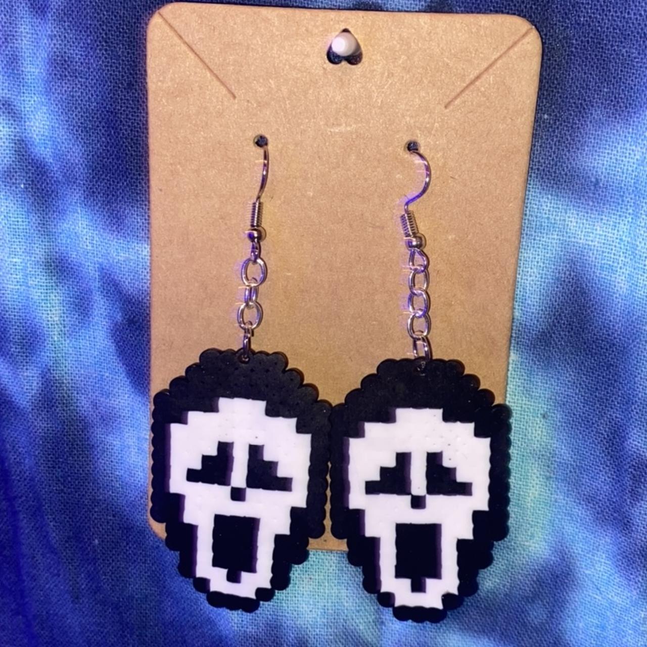 Scream Face Perler Bead Earrings Scream Depop