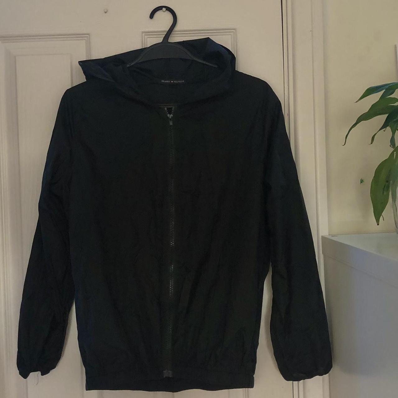 brandy melville black rain jacket. mint condition... - Depop