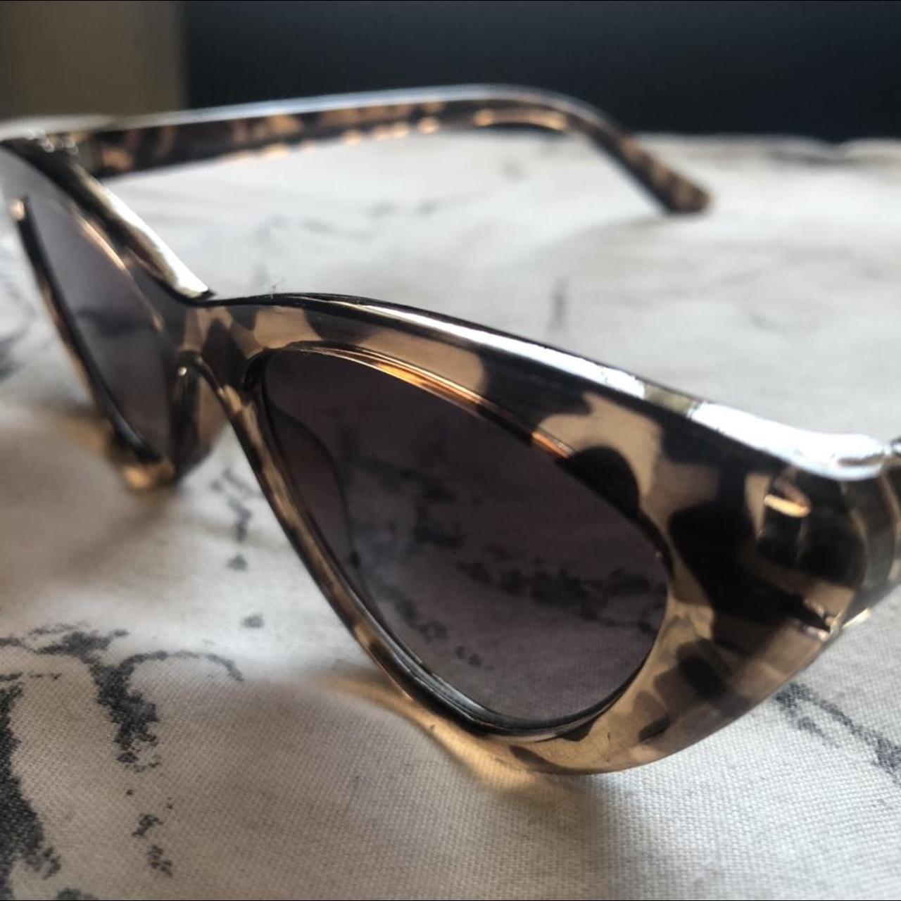 Stradivarius mini cat eye sunglasses in brown. Worn... Depop