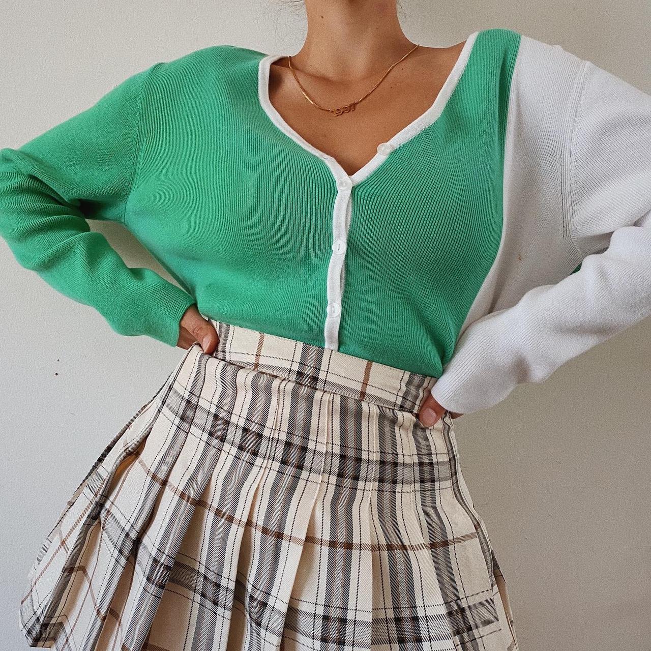 Cutest vintage button up 100 cotton green and... Depop