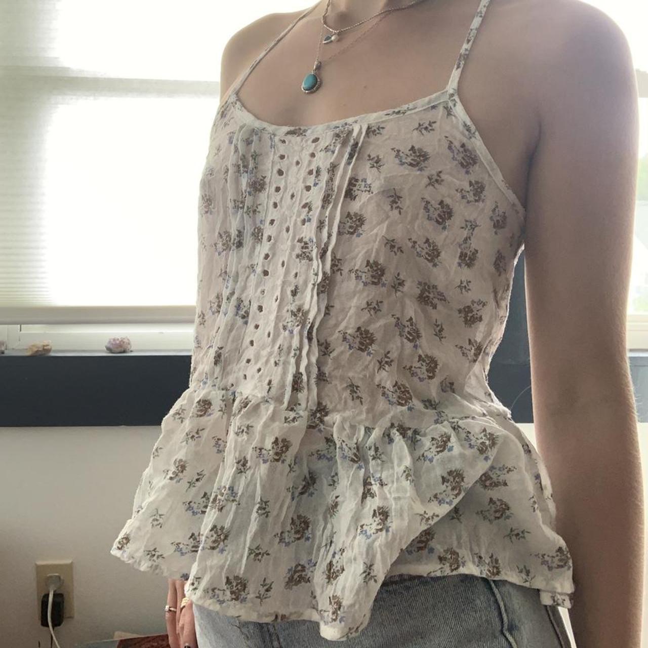 Women's White and Blue Vest | Depop