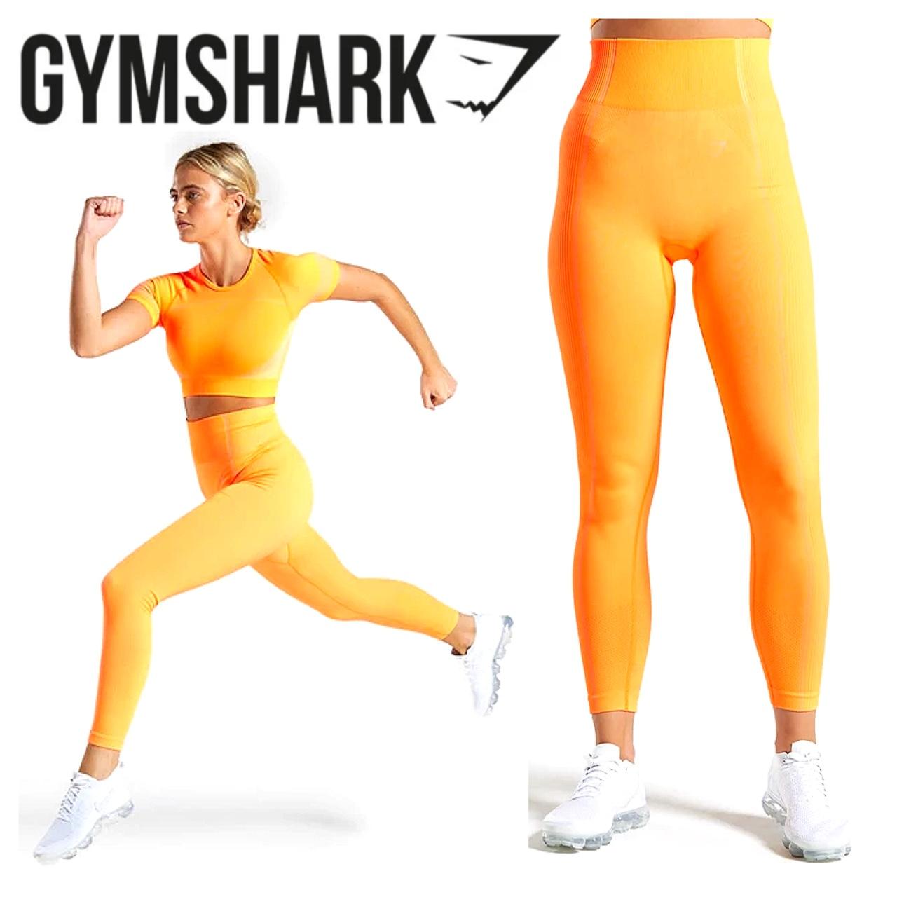Gymshark Ultra Seamless Leggings (neon orange)., ⁃