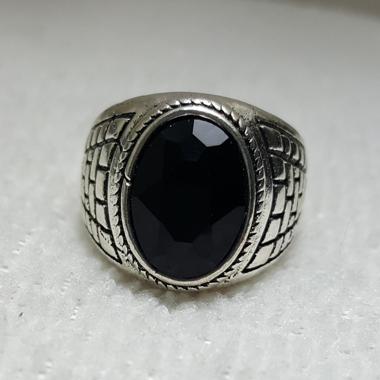 Beautiful Alloy Silver Black Onyx Quartz Unisex... - Depop