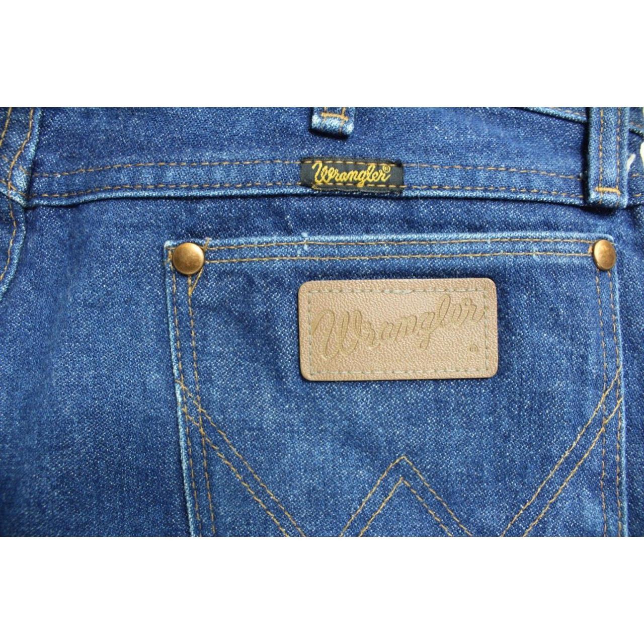 80s Wrangler Dark Blue Wash Cowboy Cut Straight Leg... - Depop