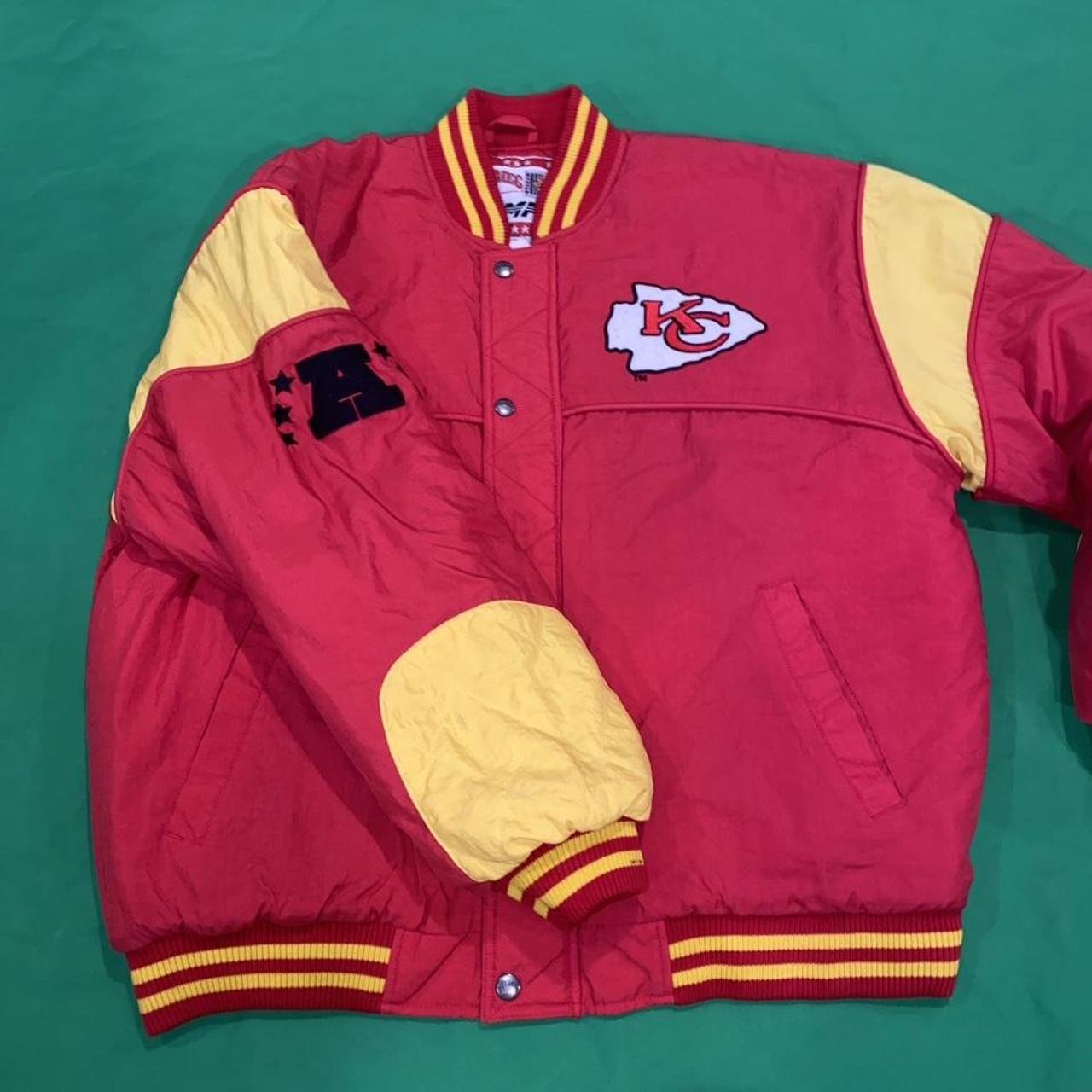 Vintage Kansas City Chiefs Starter Big Logo All Over Print 90s Jacket Sz L