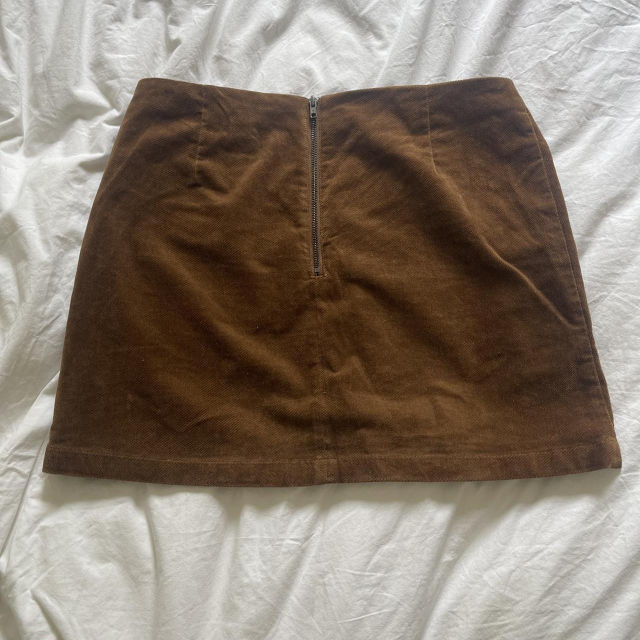 Brown cord low waisted mini skirt. Size small.... - Depop