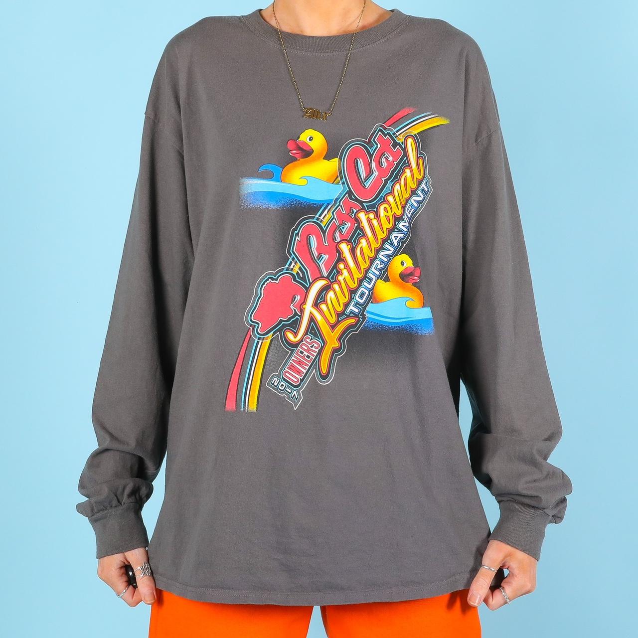 Gildan Men's Grey and Yellow Tshirt Depop