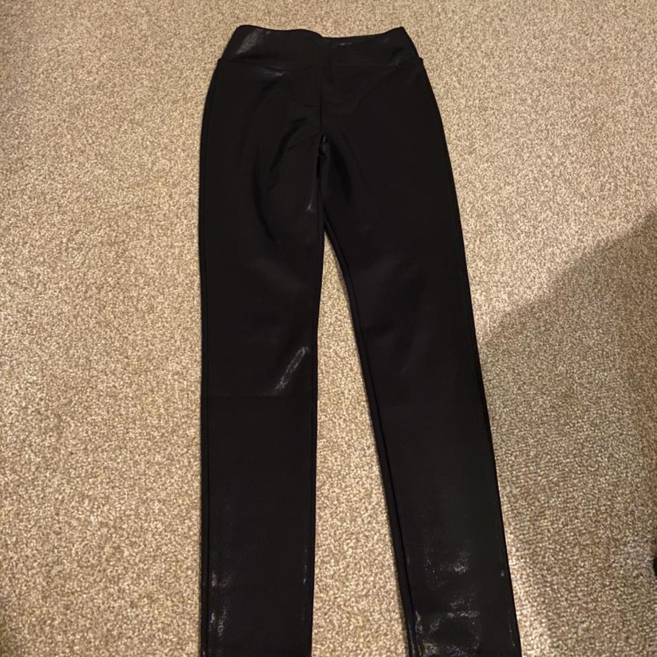 river island size 8r wet look leather leggings worn... - Depop