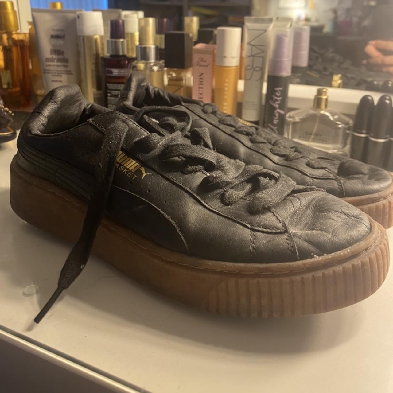 womens black puma basket trainers
