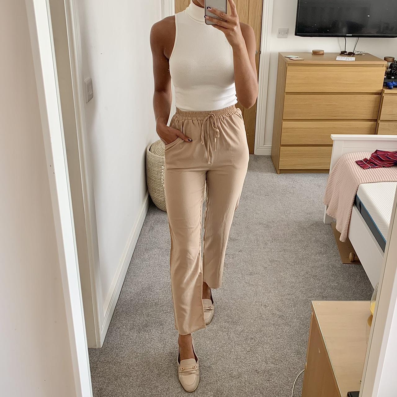 Nude Tie Waist Cigarette Trousers, 🌾 Tapered