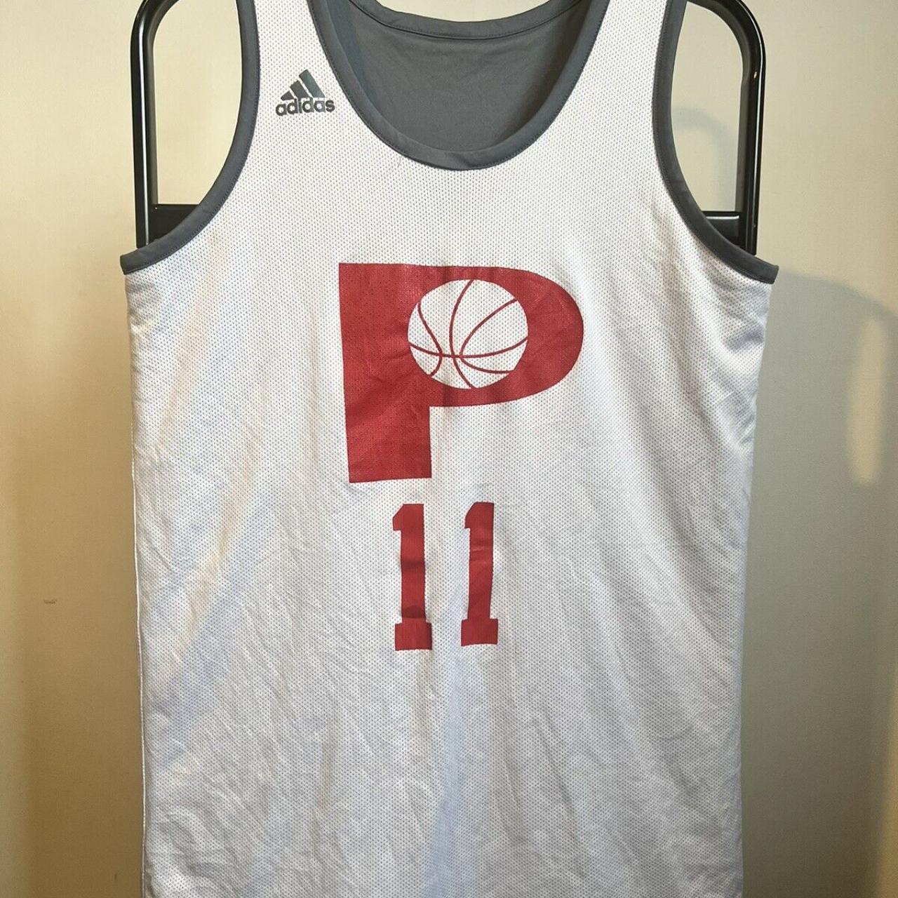 Adidas Basketball Jersey Reversible White Grey Red... Depop