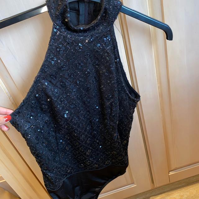 Black Halterneck Glitter Bodysuit