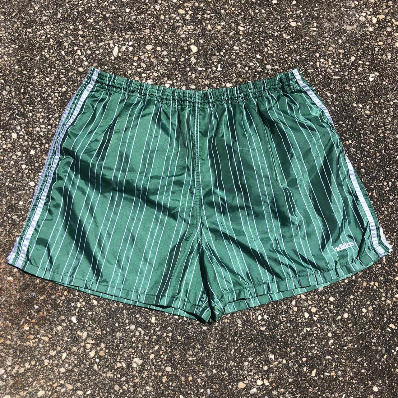 Vintage Adidas made in USA athletic shorts green... - Depop