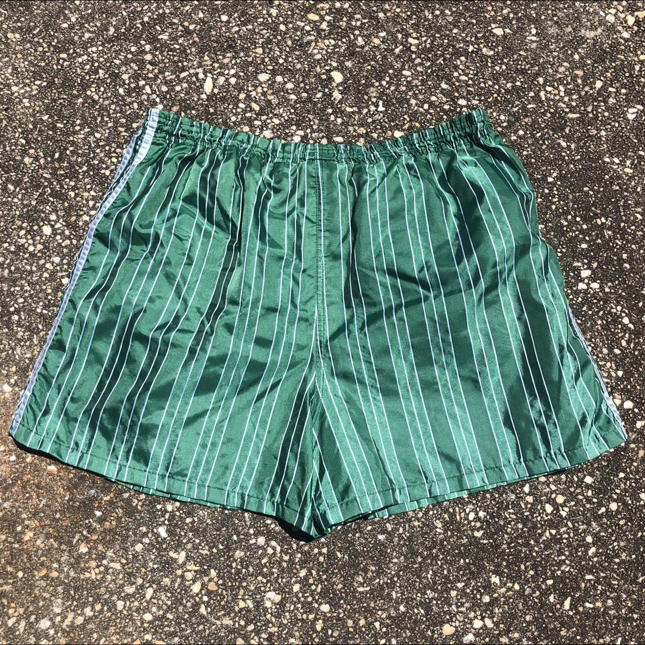 Vintage Adidas made in USA athletic shorts green... - Depop