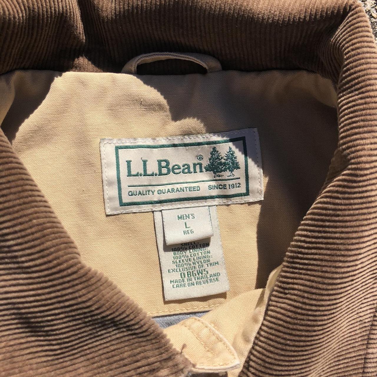 LL Bean tan chore jacket canvas with corduroy collar... - Depop