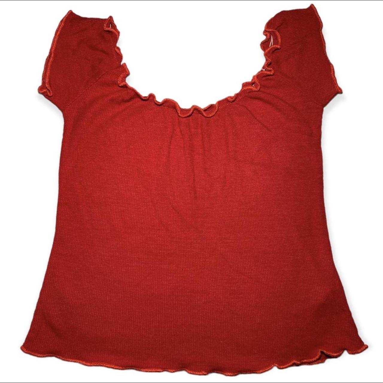 John Galt Juniors One Size Lettuce Hem Ribbed Crop... Depop