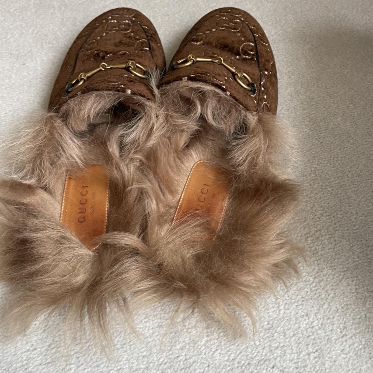 Women'S Gucci Princetown Fur Slipper Shoes 100%... - Depop