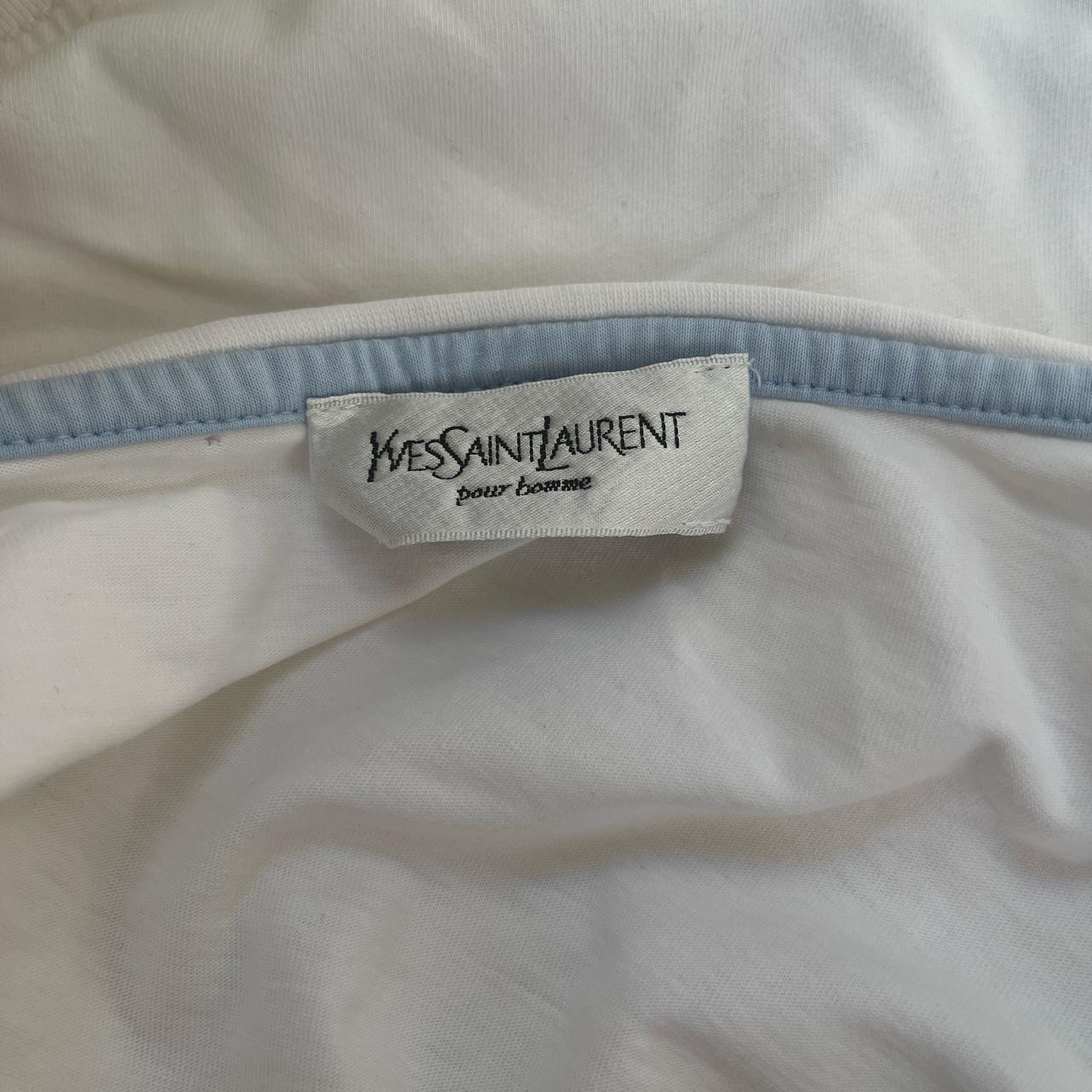 YSL (YVES SAINT LAURENT) white cropped T shirt... - Depop