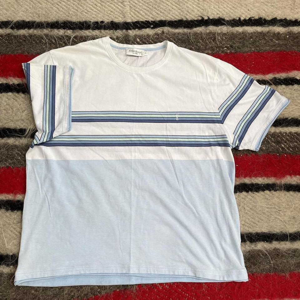 Vintage YSL yves saint Laurent striped t shirt Size - Depop