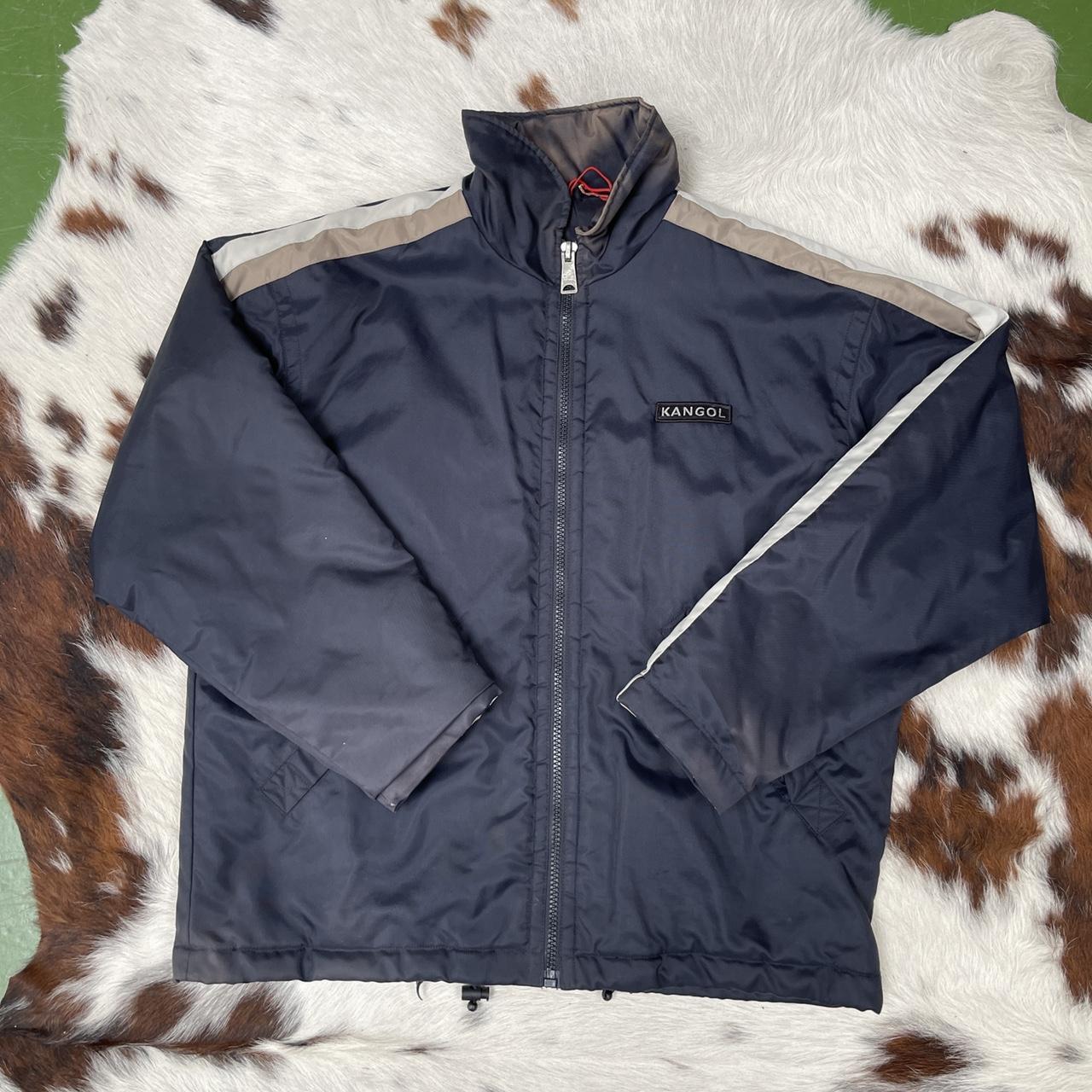 Vintage 1990s Faded Navy Kangol Full Zip Jacket... - Depop