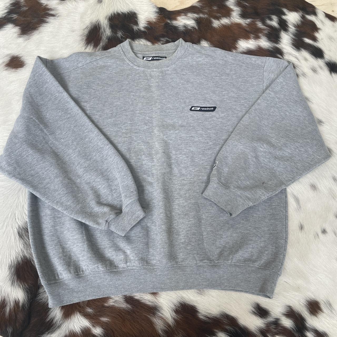 Vintage 2000s grey Reebok sweatshirt jumper. Size... - Depop